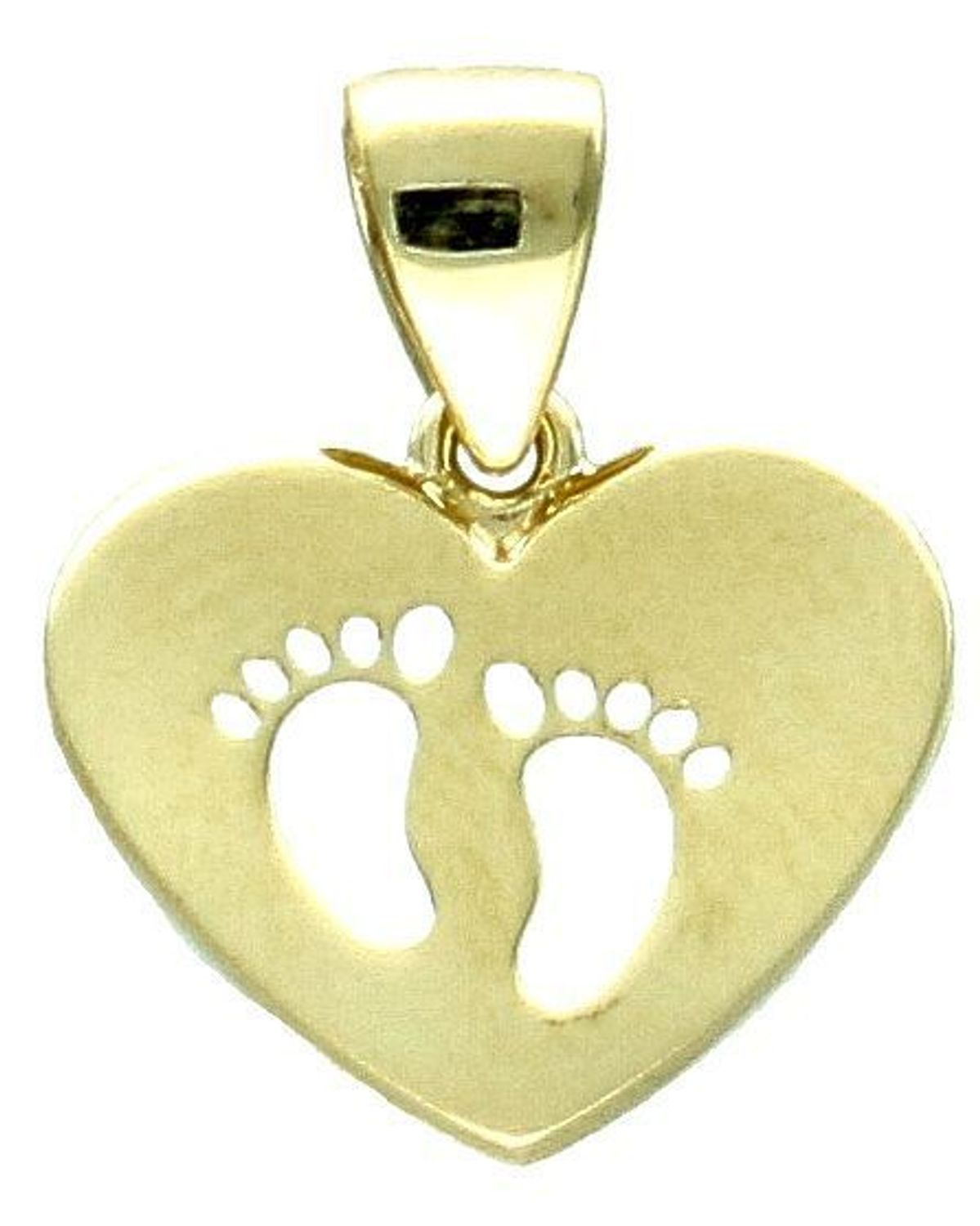 Zawieszka złota stópki próba 585, ZA 7935 585 Piękny, złoty wisiorek o ciekawym wzorze wykonany z żółtego 14-karatowego złota. Zawieszka w formie serca. Wisiorek został wykonany z wysokiej jakości złota próby 585. 2.jpg